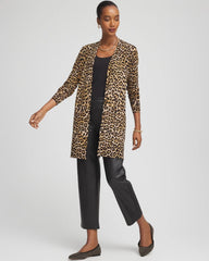 Chico's Ella Animal-Print Cardigan Sweater SAND