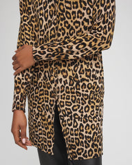 Chico's Ella Animal-Print Cardigan Sweater SAND