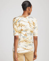 Chico's Printed Crewneck Sweater ECRU