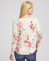 Chico's Ella Flowers & Cream Pullover Sweater ENGLISH CREAM