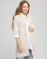 Chico's Pointelle Open-Front Cardigan GLISTENING SAND