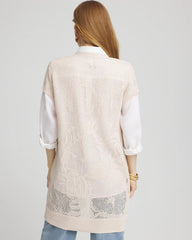 Chico's Pointelle Open-Front Cardigan GLISTENING SAND