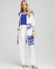Chico's Island Motif Pointelle Long Cardigan ALABASTER
