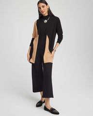 Chico's Intarsia Colorblock Cardigan BLACK