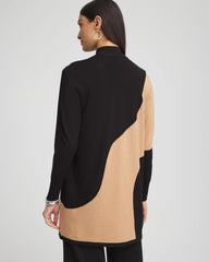 Chico's Intarsia Colorblock Cardigan BLACK