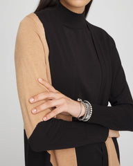 Chico's Intarsia Colorblock Cardigan BLACK
