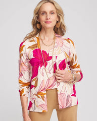 Chico's Blooms Long Sleeve Cardigan BERRY COMPOTE