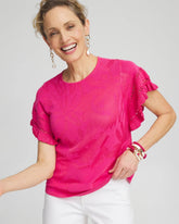 Chico's Ruffle Sleeve Pullover Sweater NEW PINK