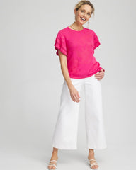 Chico's Ruffle Sleeve Pullover Sweater NEW PINK