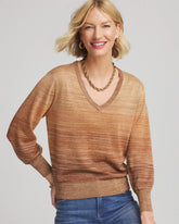 Chico's Ombre Metallic Pullover Sweater CARAMEL APPLE
