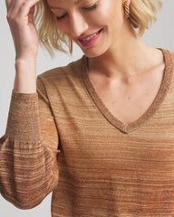 Chico's Ombre Metallic Pullover Sweater CARAMEL APPLE