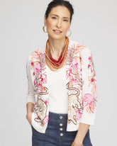 Chico's Summer Romance Floral Cardigan ECRU