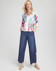 Chico's Summer Romance Watercolor Cardigan ECRU