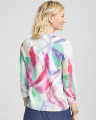 Chico's Summer Romance Watercolor Cardigan ECRU