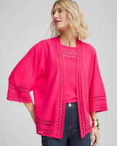 Chico's Cutout Open-Front Cardigan DRIED ROSES