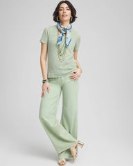 Chico's Pointelle Crewneck Sweater Tee MOROCCAN MINT