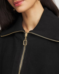 Chico's Cashmere-Blend Pullover Sweater Poncho BLACK