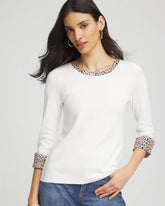 Chico's Pima Jewel Neck Contrast Tee ECRU