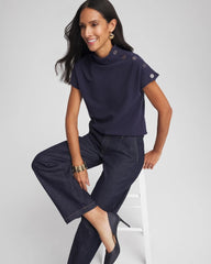 Chico's Ottoman Cap Sleeve Tee PASSPORT BLUE