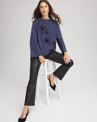 Chico's Embellished Structured Top INDIGO SKY