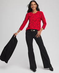 Chico's Lover Girl Button Heart Tee LOVE LETTER RED