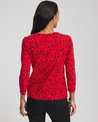 Chico's Lover Girl Button Heart Tee LOVE LETTER RED