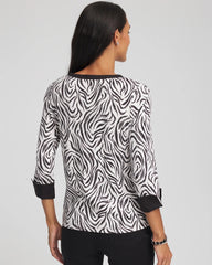 Chico's Pima Jewel Neck Contrast Tee BLACK