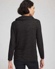 Chico's Lace Hem Cowlneck Top BLACK
