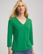 Chico's 3/4 Sleeve Perfect Tee JARDIN GREEN