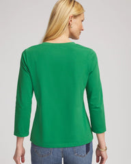 Chico's 3/4 Sleeve Perfect Tee JARDIN GREEN