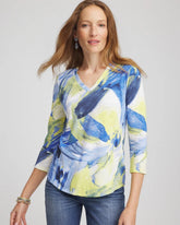 Chico's Slub 3/4 Sleeve Tee ALABASTER
