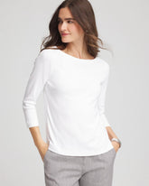 Chico's Pima Cotton 3/4 Sleeve Tee ALABASTER