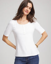 Chico's Pima Cotton Henley Tee ALABASTER