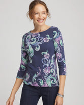 Chico's Pima 3/4 Sleeve Tee TEAL SHADOW