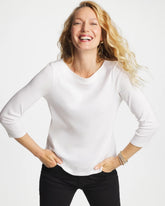 Chico's Pima 3/4 Sleeve Tee ALABASTER