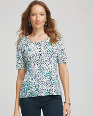 Chico's Pima Cotton Henley Tee INDIGO SKY