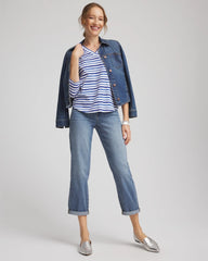 Chico's Slub 3/4 Sleeve Tee BLUE PEARL