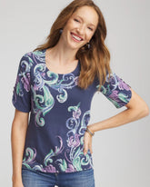 Chico's Tulip Sleeve Pima Tee TEAL SHADOW