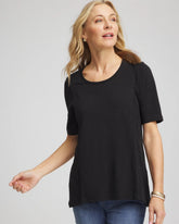 Chico's Slub Paneled Elbow Tee BLACK