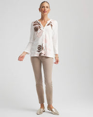 Chico's Slub Splitneck Henley Tee ROSE SMOKE