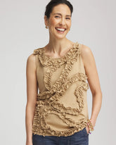 Chico's Sleeveless Ruffle-Appliqué Tank Top CAFE AROMA