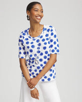 Chico's Polka-Dot Slub Short Sleeve Tee ALABASTER