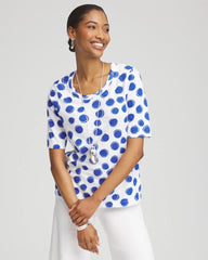 Chico's Polka-Dot Slub Short Sleeve Tee ALABASTER