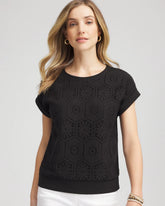 Chico's Crocheted Cotton-Blend Shirt BLACK