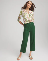 Chico's Tropical Cotton Slub Henley Shirt ECRU