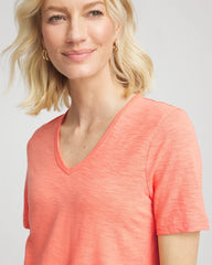 Chico's Slub V-Neck Tee SUNSET PEACH