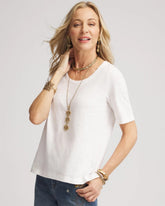 Chico's Slub Scoop Neck Tee ALABASTER