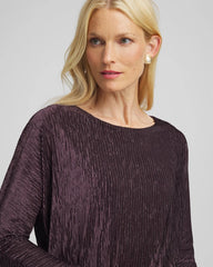 Chico's Crinkle Velvet Banded-Bottom Top NIGHT BLOOM