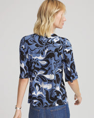 Chico's Stretch-Knit Flutter-Sleeve Tee BLUE LOTUS