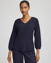 Chico's Textured Raglan V-Neck Top PASSPORT BLUE